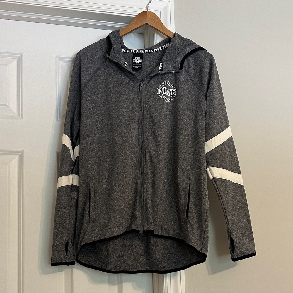 PINK Victoria's Secret Gray and White Hoodie